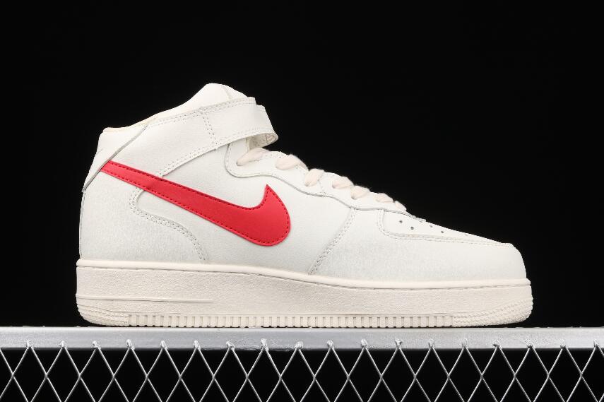 nike air force 1 mid sail university red